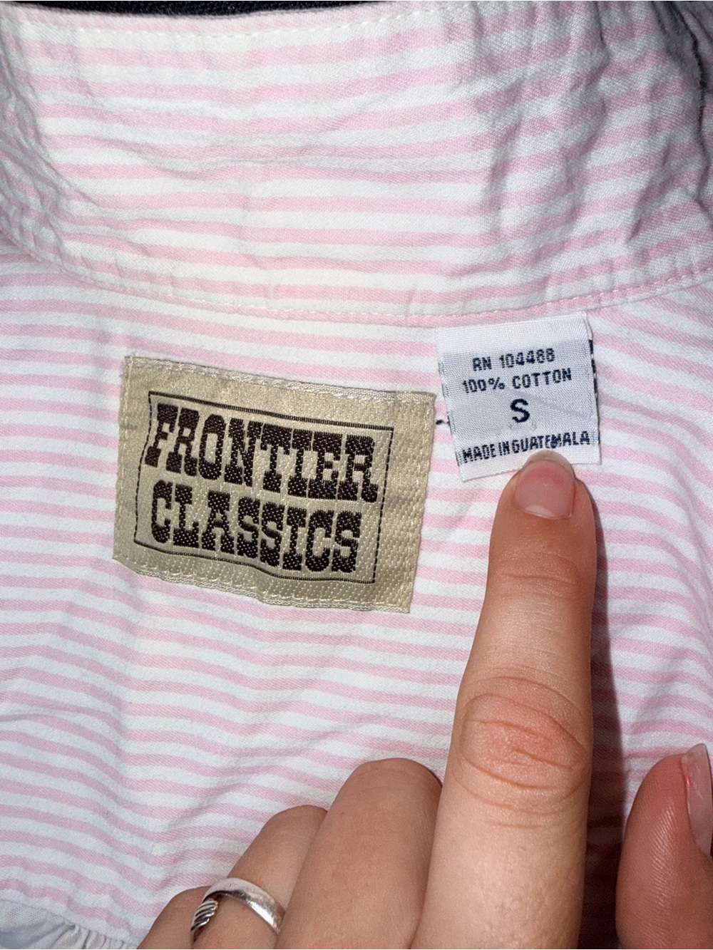 VTG Frontier Classics S Pink Stripe Puff Sleeve Prairie Western Cottagecore Top - Picture 8 of 8